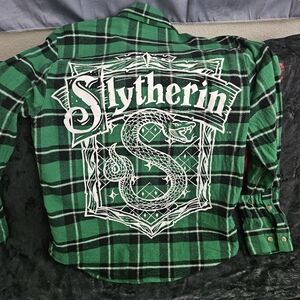 Slytherin Green Plaid Casual Button Down Shirt